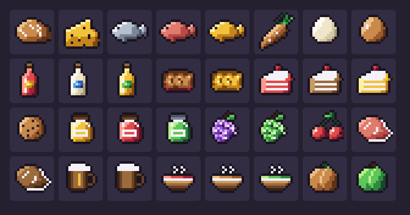 32 RPG Food Icons preview